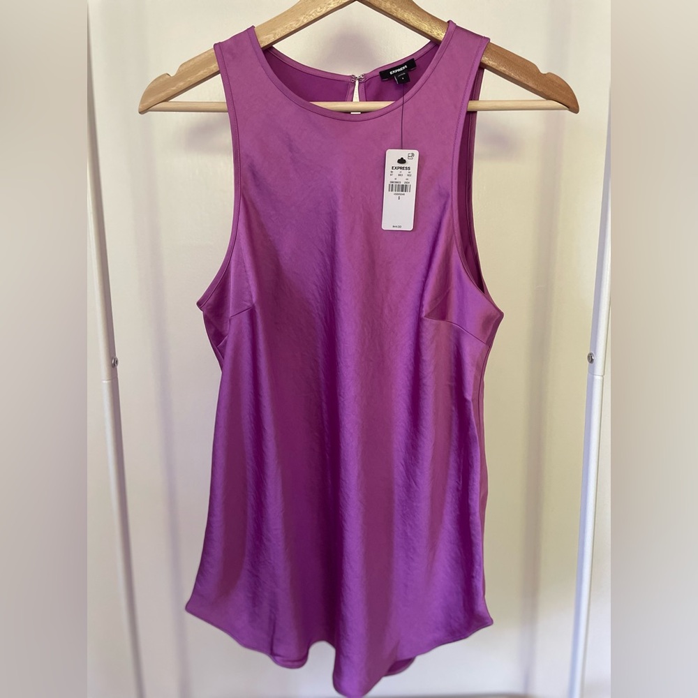Express Satin Purple Sleeveless Blouse